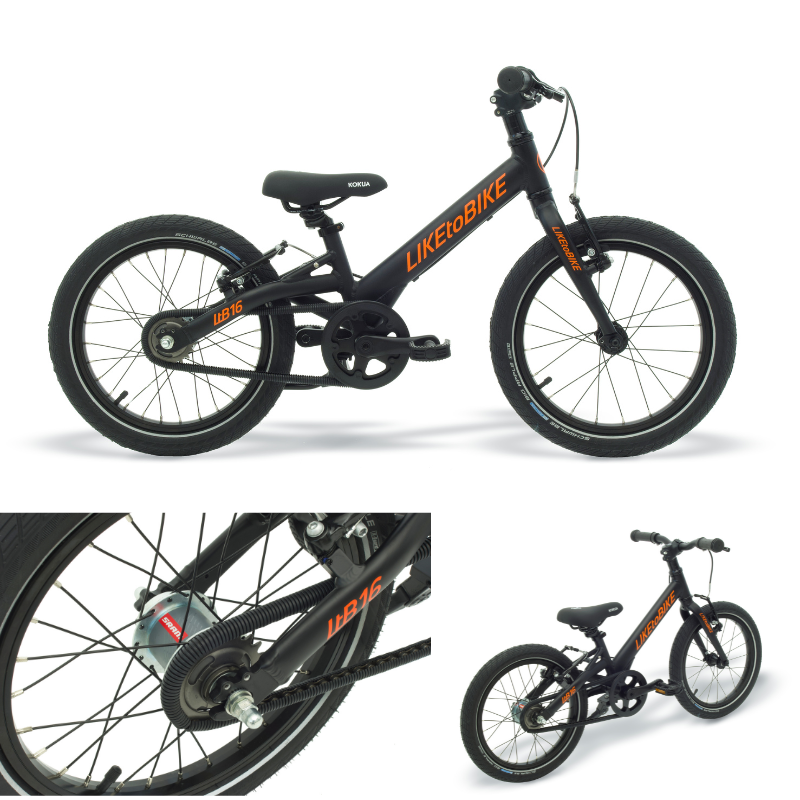 three different views of a bicycle on a white background