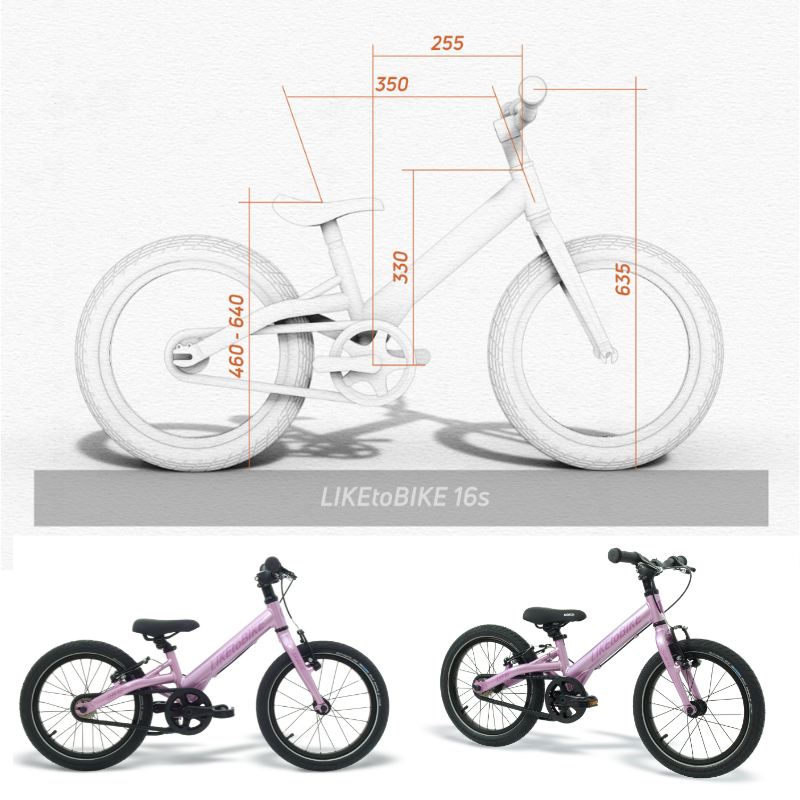 a pink bike with a white background and a line drawing of the bike