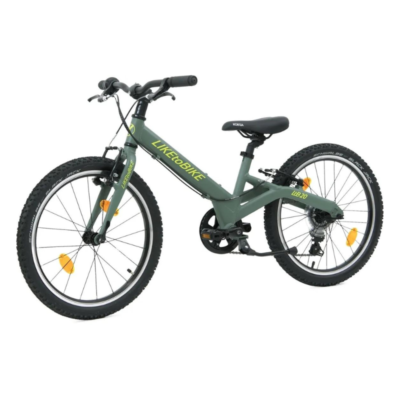 a green KOKUA like to bike 20SR bicycle is shown against a white background